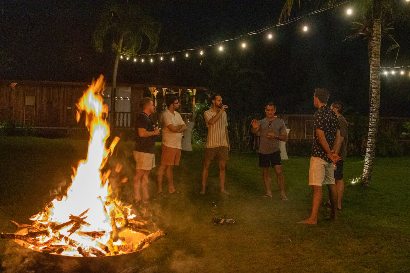 Fireside conversation at night